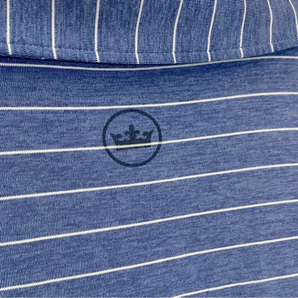 Peter Millar crown crafted  men’s blue striped golf polo preppy shirts size L - Picture 5 of 9